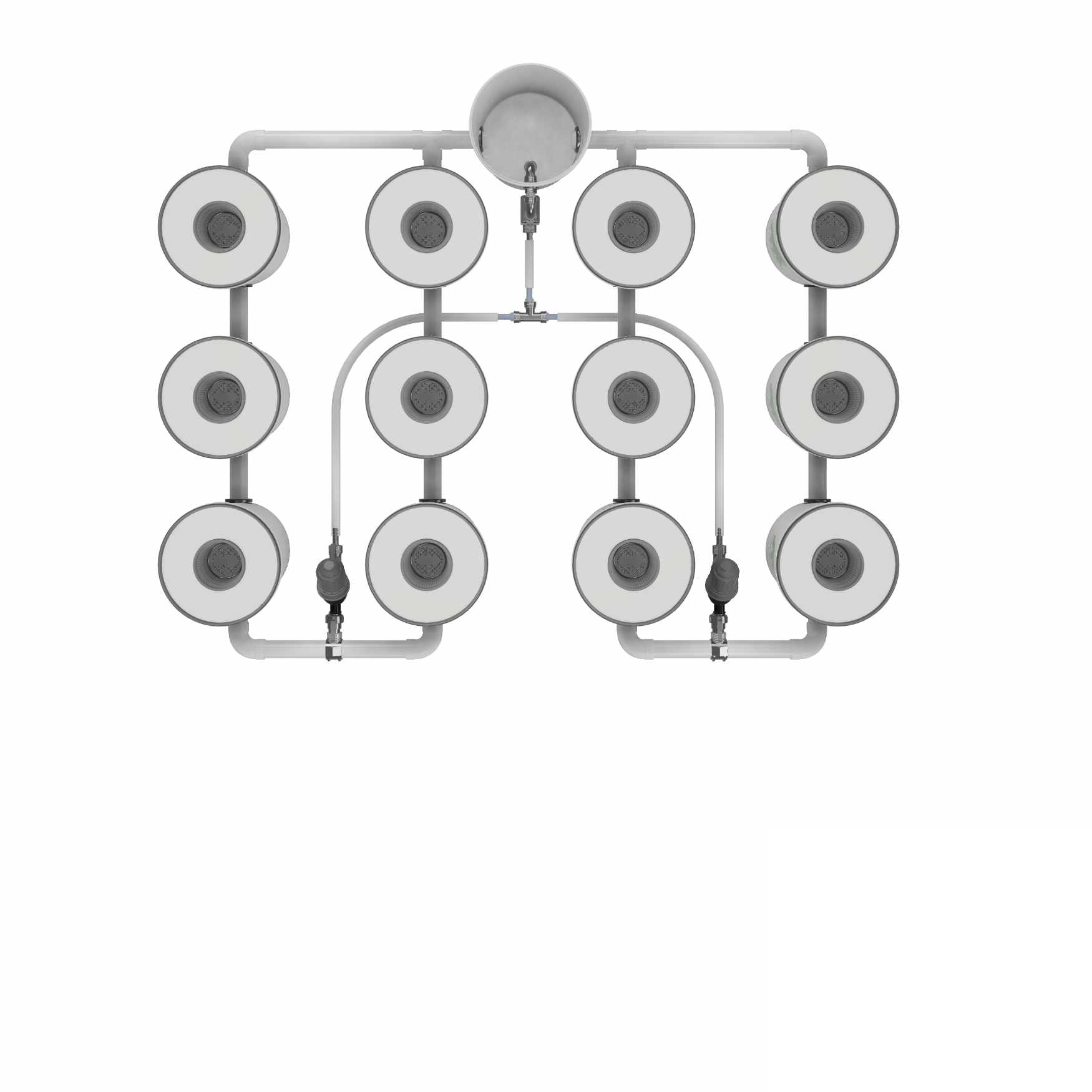 Growrilla RDWC PRO _ 12-Topfe 19L in 4 Reihen von oben
